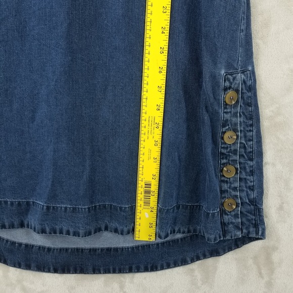 Soft Surroundings Dress Women Small Blue Denim Look 3/4 Sleeve Minimal Casual - Picture 10 of 12